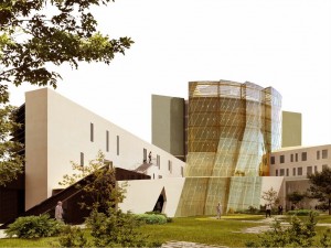 new-french-embassy View of the tower facade from the garden